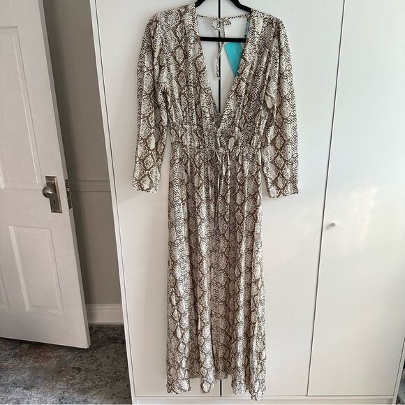 MELISSA ODABASH Farrah snake-print crepe kaftan - Picture 2 of 8